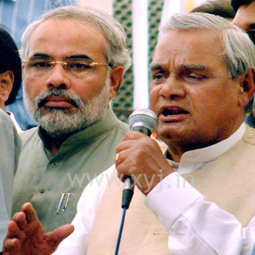 Modi with Atal Bihari Vajpayi
