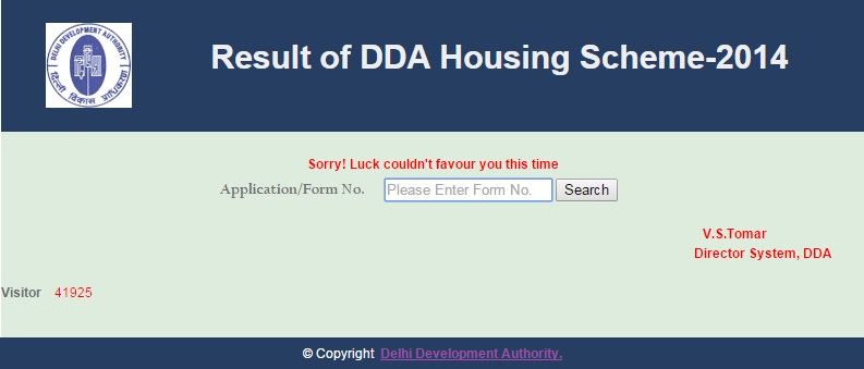 Result of DDA housing Scheme 2014 with application