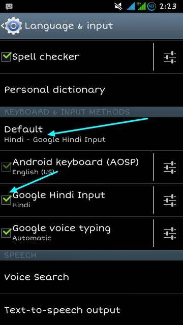 google hindi input setting