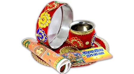 ME & YOU karwachauth thali Set Velvet Cloth Decorated