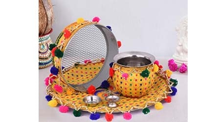 TIED RIBBONS Karvachauth thali Set