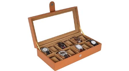 Leather World Leatherette Watch Box 12 Slots Both Small Large Dial Watches Fit Organizer Storage Boxes