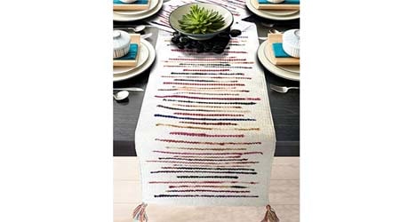 The Home Talk Cotton & Polyester Striped Hand Woven Table Runner