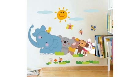 Decals Design Jungle Cartoon Cute Animals Wall Sticker