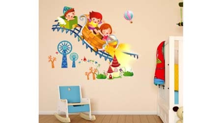 Decals Design Kids Riding Roller Coaster Wall Sticker